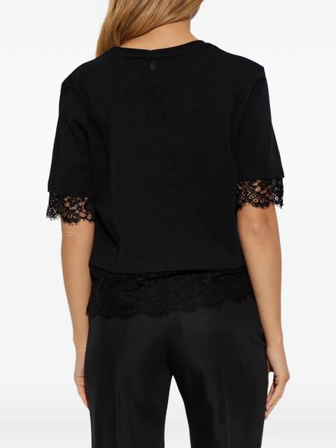 Alexander McQueen lace-trim short-sleeved T-shirt - Black