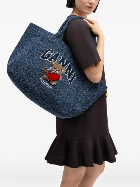 GANNI logo graphic tote bag - Blue - zdjęcie produktu nr 2