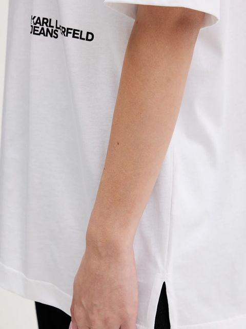 Karl Lagerfeld Jeans t-shirt bawełniany damski kolor beżowy B1W17059