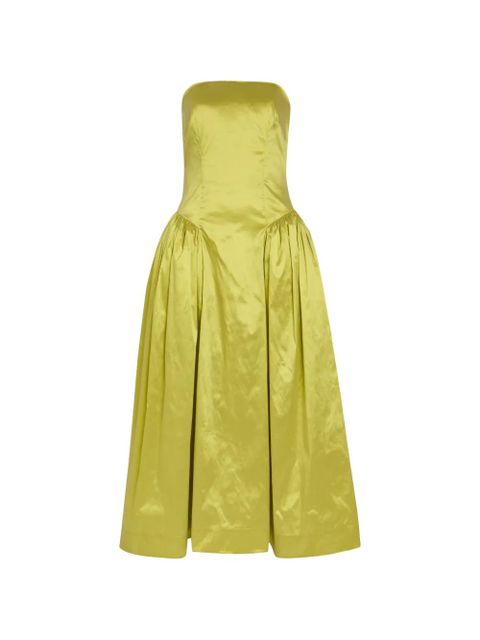 Simone Rocha strapless pleated midi dress - Green - zdjęcie produktu nr 1