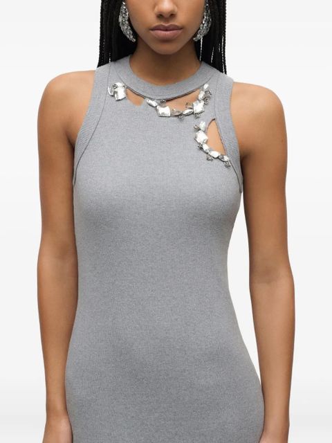 AREA crystal-embellished ribbed midi dress - Grey