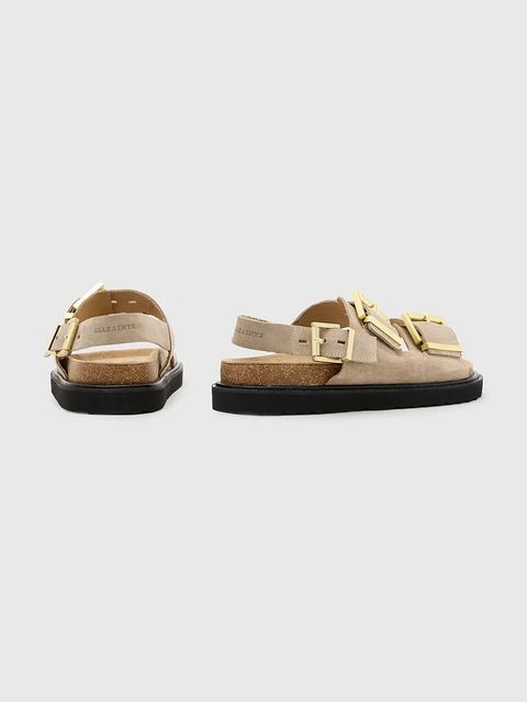 AllSaints sandały zamszowe Isla Sandal damskie kolor beżowy W045FC - zdjęcie produktu nr 2