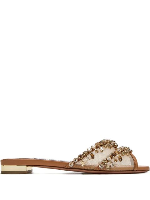 Aquazzura Temptation crystal-embellished mesh sandals - Brown - zdjęcie produktu nr 2