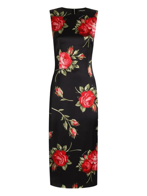 Dolce & Gabbana floral-print midi dress - Black - zdjęcie produktu nr 1