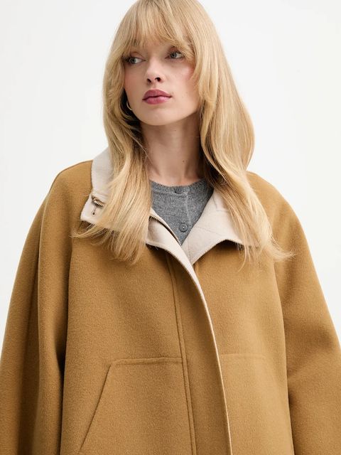 MAX&Co. płaszcz wełniany kolor brązowy 2526086071200