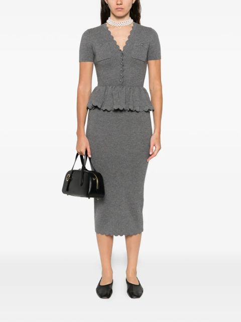 Self-Portrait pocket peplum midi dress - Grey - zdjęcie produktu nr 2