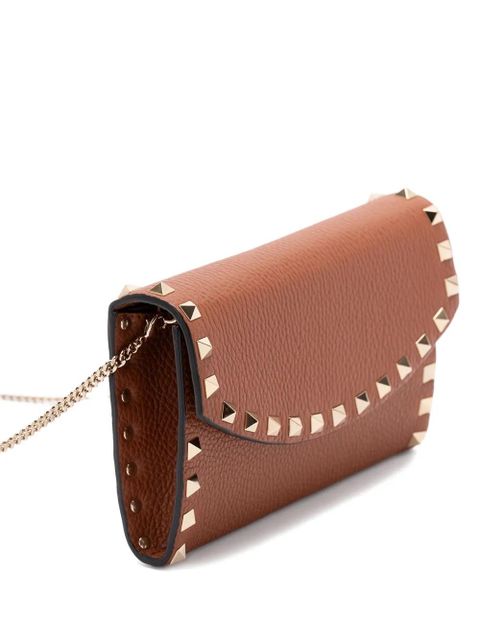 Valentino Garavani Rockstud leather chain shoulder bag - Brown - zdjęcie produktu nr 2