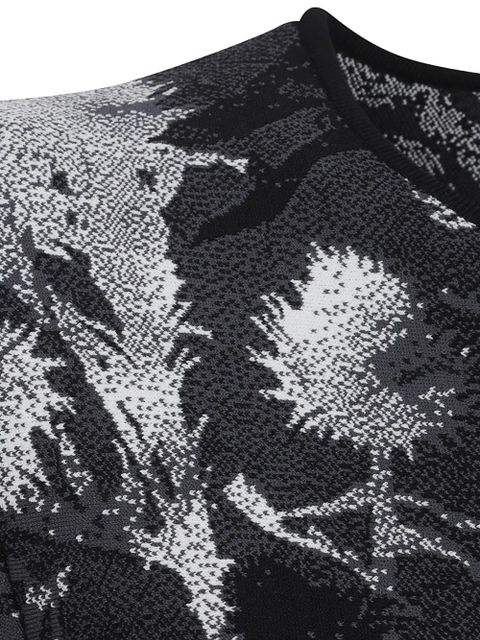 Alexander McQueen floral-jacquard A-line dress - Black