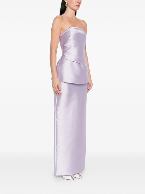 Solace London Lucille strapless layered maxi dress - Purple