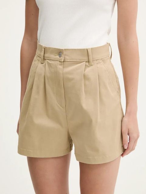 Tommy Jeans szorty damskie kolor beżowy gładkie high waist DW0DW21643 - zdjęcie produktu nr 1