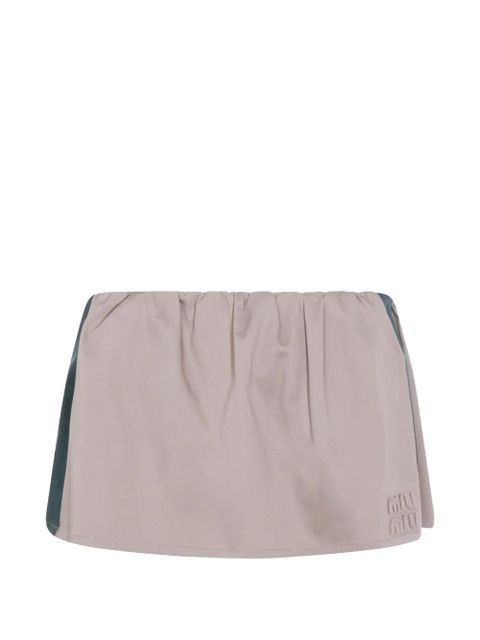 Miu Miu logo elasticated mini skirt - Neutrals - zdjęcie produktu nr 1