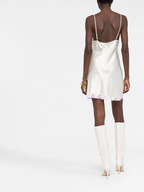 Alexander Wang lace-trim silk slip dress - Neutrals