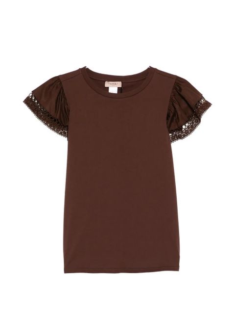 TWINSET lace puff-sleeved T-shirt - Brown - zdjęcie produktu nr 1