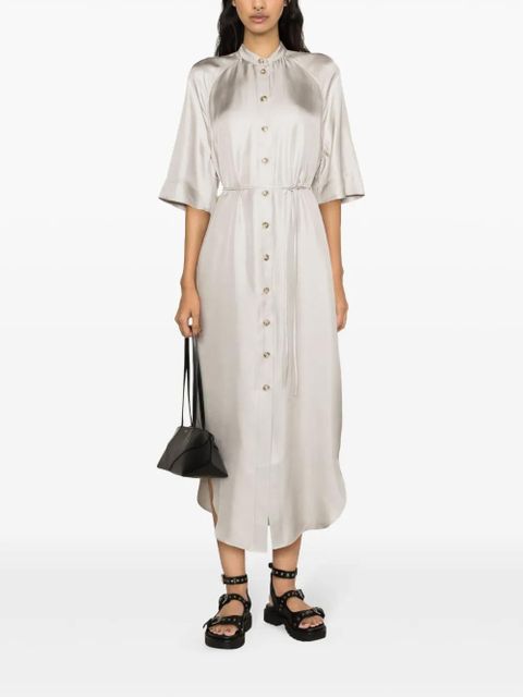 LouLou de Saison Durion tied-waist silk shirtdress - Grey - zdjęcie produktu nr 2