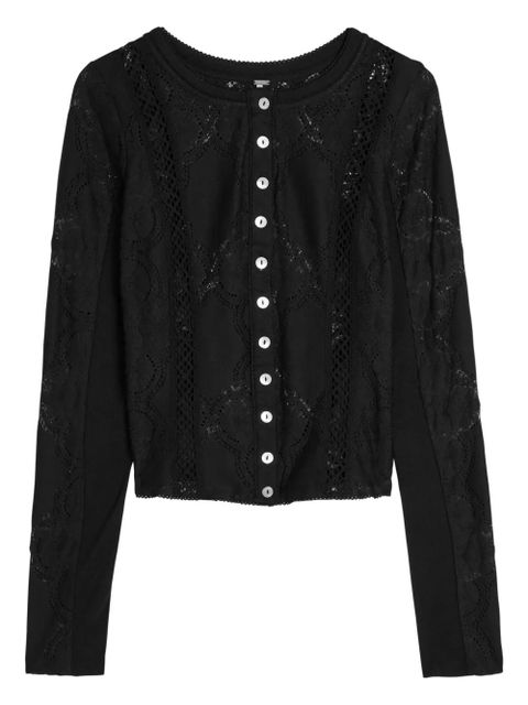Free People Jae lace button top - Black - zdjęcie produktu nr 1