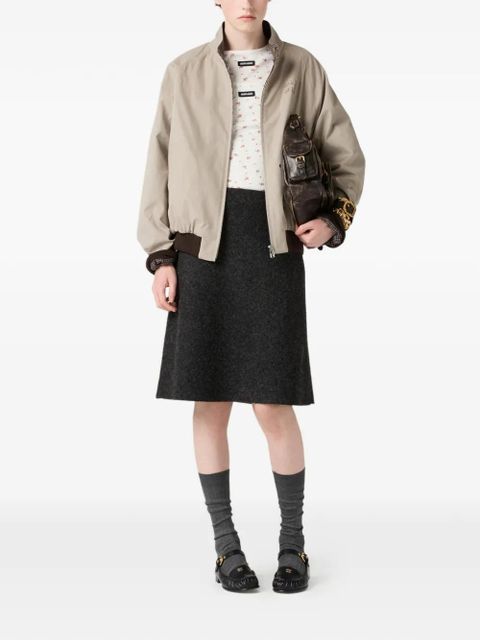 Miu Miu houndstooth-lining reversible bomber jacket - Neutrals