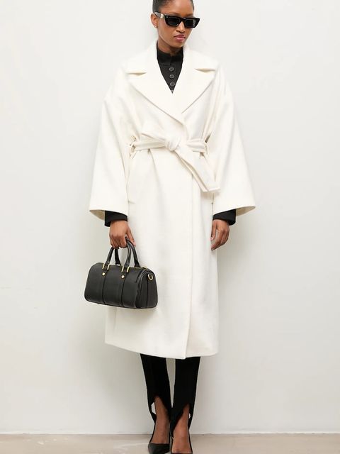 Answear Lab płaszcz wełniany kolor biały przejściowy oversize