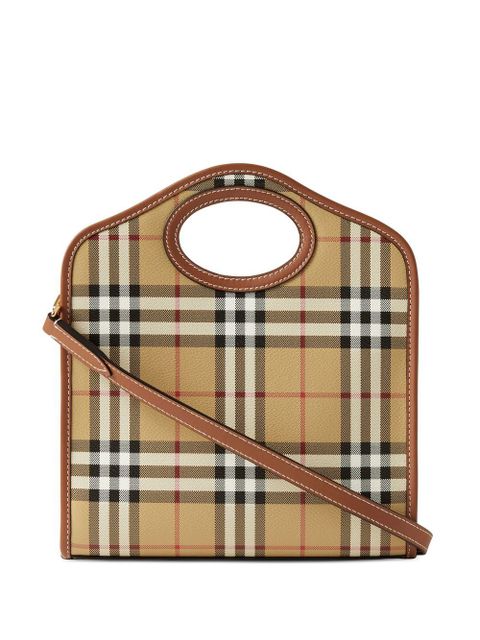 Burberry check-patterned mini tote bag - Neutrals