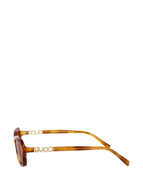 Gucci Eyewear logo-plaque rectangle-frame sunglasses - Brown