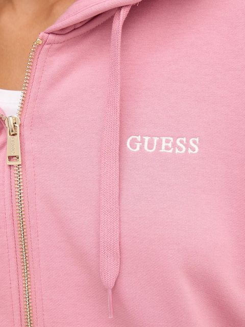 Guess bluza SOFIA damska kolor różowy z kapturem gładka O5RQ01 KCO31