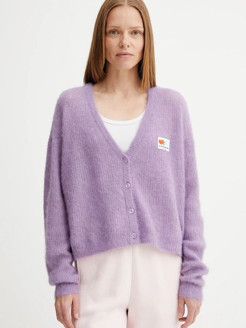 American Vintage kardigan wełniany damski kolor fioletowy lekki NEN19A - zdjęcie produktu nr 1