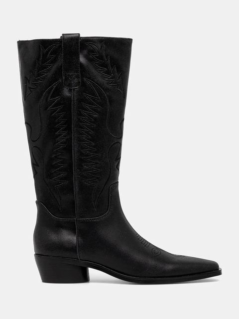 Steve Madden kowbojki skórzane Trevi damskie kolor czarny na słupku 11004909