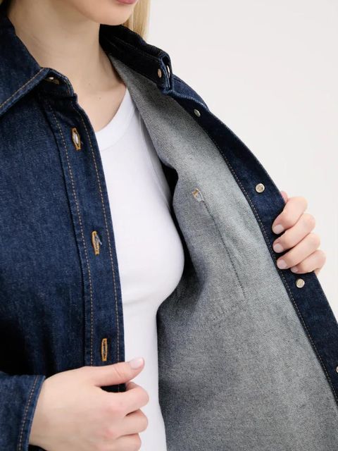 Tommy Jeans kurtka jeansowa kolor granatowy przejściowa oversize DW0DW20567