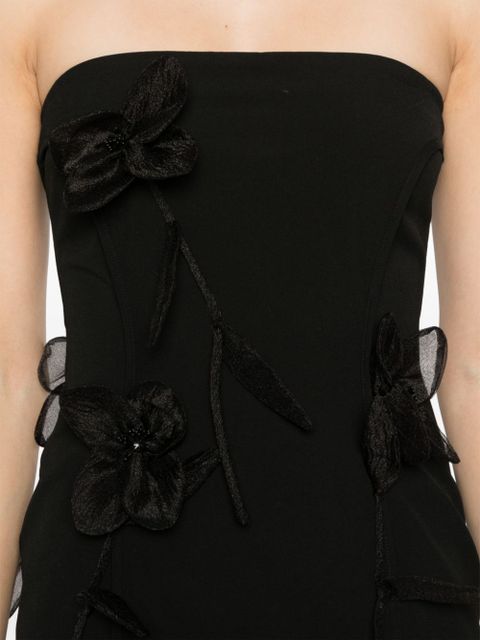 ROTATE BIRGER CHRISTENSEN rose-appliqué tube mini dress - Black