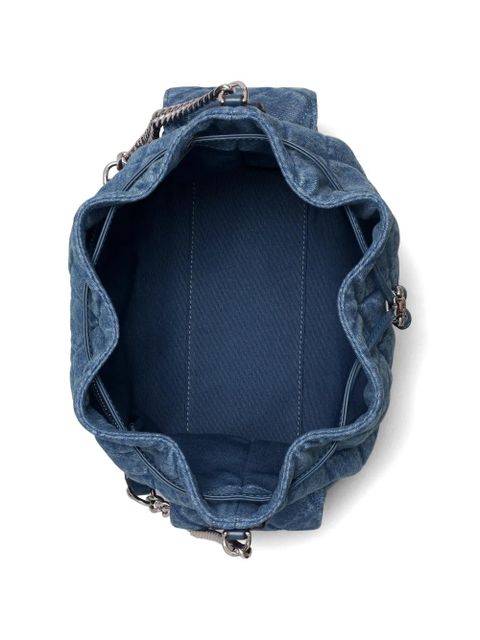 Tory Burch Charlie quilted denim drawstring shoulder bag - Blue