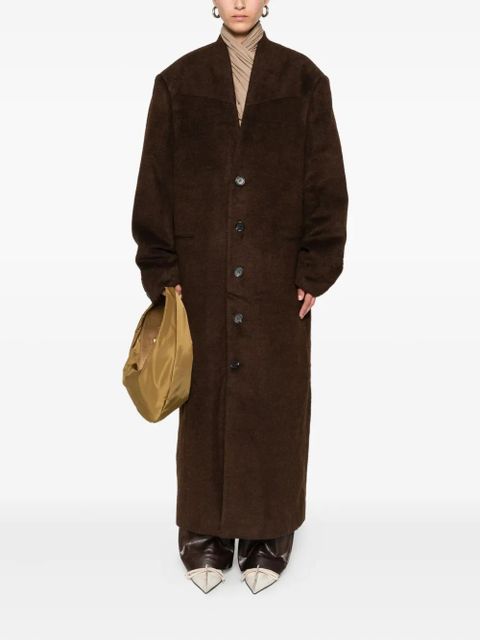 ENTIRE STUDIOS Mute button-front overcoat - Brown
