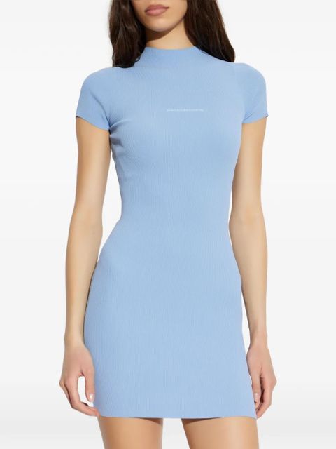Alexander Wang jacquard-logo short-sleeve mini dress - Blue