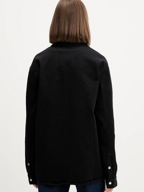Karl Lagerfeld Jeans koszula jeansowa damska kolor czarny relaxed z kołnierzykiem klasycznym A4W11033