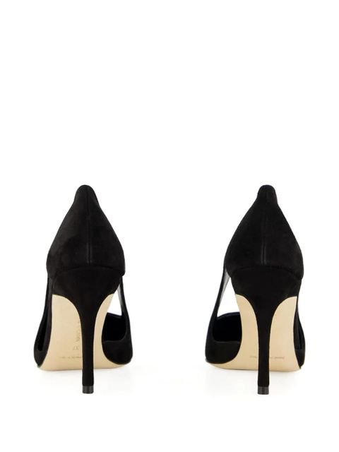 Manolo Blahnik 90MM cut-out suede pumps - Black
