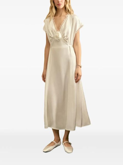 Sleeper Genus Rosa lace-trim satin midi dress - Neutrals