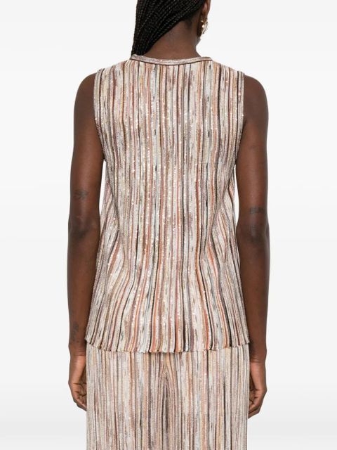 Missoni striped embellished top - Neutrals