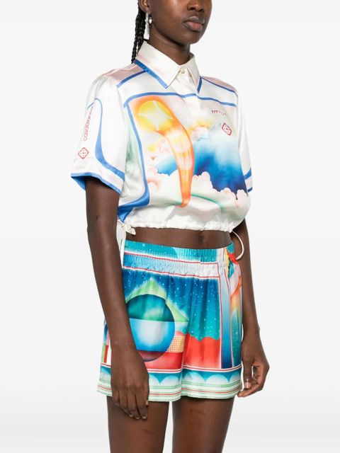 Casablanca printed silk top - White