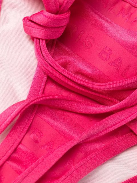 Balmain logo-print triangle-cup bikini - Pink