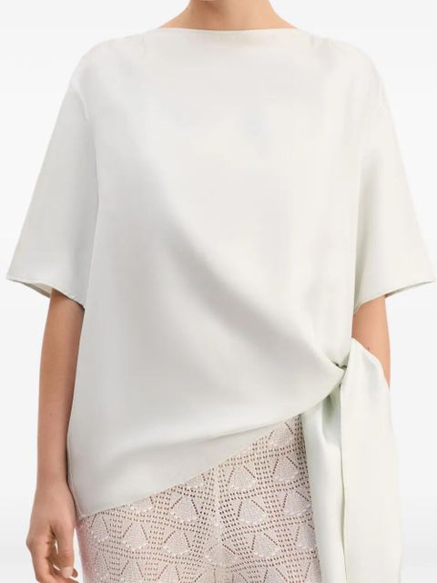 LouLou de Saison Mano gathered knot silk top - Neutrals