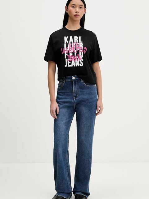 Karl Lagerfeld Jeans t-shirt bawełniany damski kolor czarny B1W17057