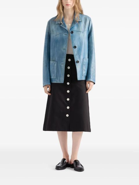 Prada washed leather jacket - Blue