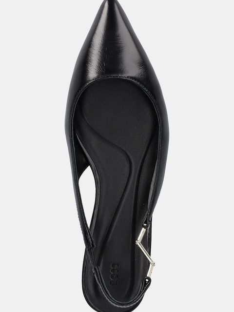 BOSS baleriny skórzane Gracey kolor czarny z odkrytą piętą 50548586