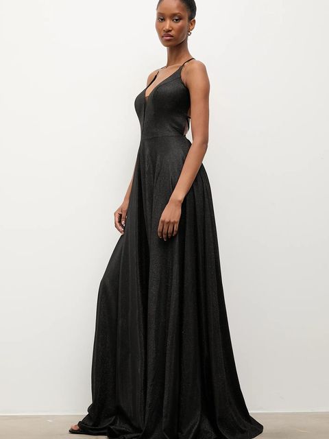 Answear.LAB sukienka kolor czarny maxi rozkloszowana