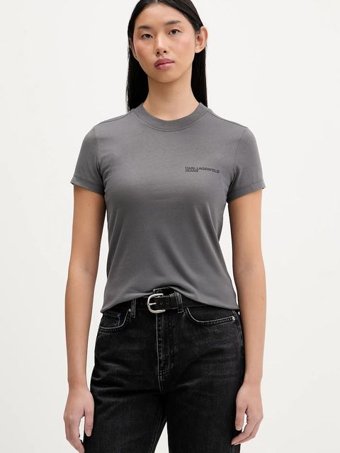 Karl Lagerfeld Jeans t-shirt bawełniany damski kolor szary A1W17004 - zdjęcie produktu nr 1