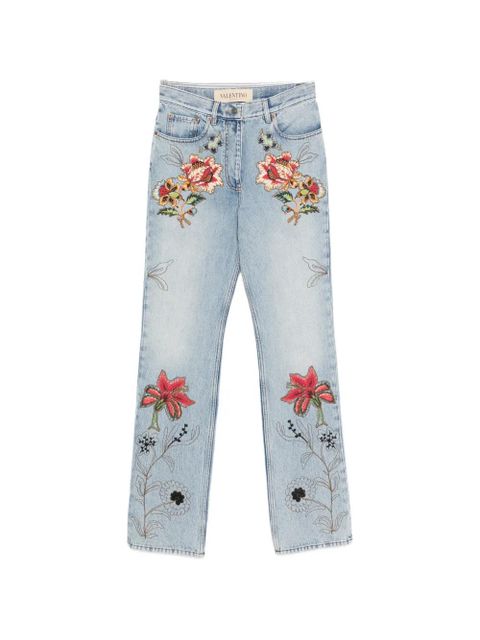 Valentino Garavani floral-embroidery jeans - Blue - zdjęcie produktu nr 1
