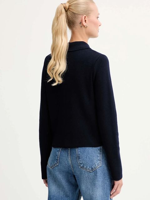 Morgan kardigan z domieszką wełny damski kolor granatowy lekki MIMDIE