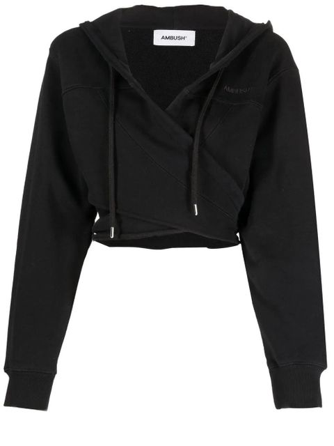 AMBUSH embroidered logo cropped hoodie - Black - zdjęcie produktu nr 1