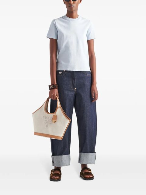 Prada triangle-logo cotton T-shirt - Blue