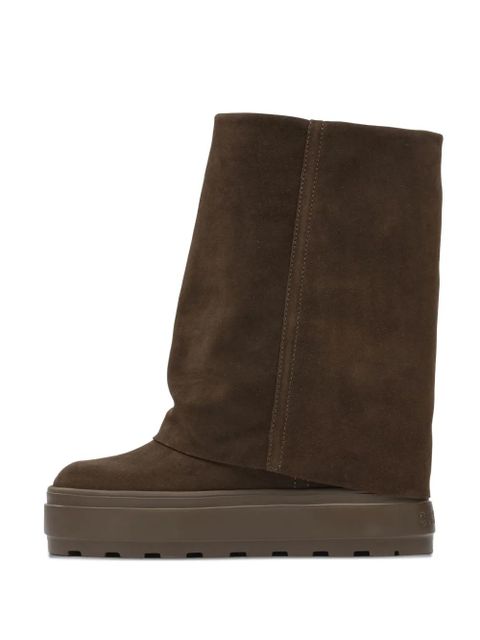 Casadei folded platform ankle boots - Brown