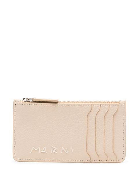 Marni logo-embroidered cardholder - Neutrals - zdjęcie produktu nr 1