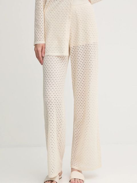 Marc Aurel spodnie damskie kolor beżowy szerokie high waist 1750-7011-93428 - zdjęcie produktu nr 1